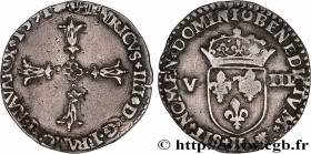 HENRY IV
Type : Huitième d'écu, croix feuillue de face 
Date : 1591 
Mint name / Town : La Rochelle 
Quantity minted : 44969 
Metal : silver 
Millesim...