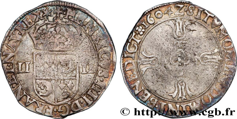 HENRY IV
Type : Quart d'écu du Dauphiné 
Date : 1604 
Mint name / Town : Grenobl...