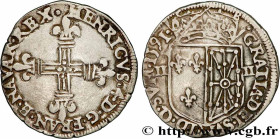HENRY IV
Type : Quart d'écu de Navarre 
Date : 1591 
Mint name / Town : Saint-Palais 
Metal : silver 
Millesimal fineness : 917  ‰
Diameter : 29  mm
O...