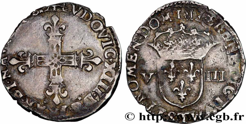 LOUIS XIII
Type : Huitième d'écu, 1er type 
Date : 1612 
Mint name / Town : Nant...