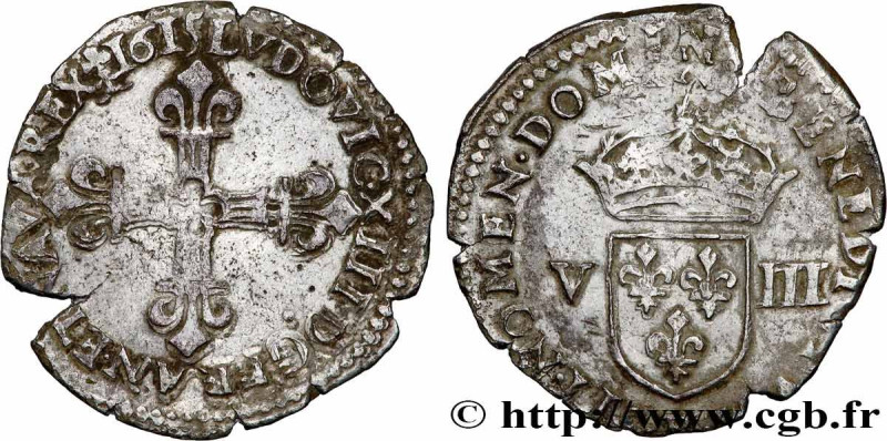 LOUIS XIII
Type : Huitième d'écu, 1er type 
Date : 1615 
Mint name / Town : Roue...