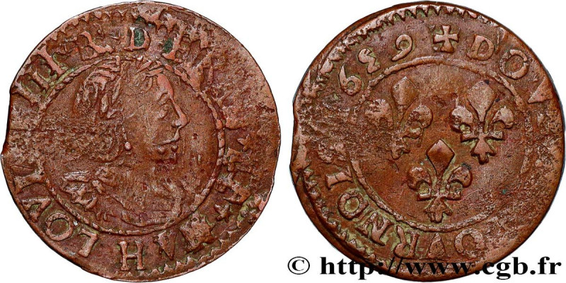 LOUIS XIII
Type : Double tournois, type 11 de La Rochelle 
Date : 1639 
Mint nam...