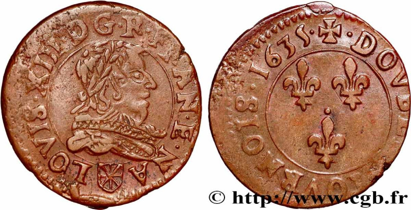 LOUIS XIII
Type : Double tournois de Navarre 
Date : 1635 
Mint name / Town : Sa...