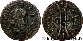 SPANIA - PRINCIPALITY OF CATALONIA - LOUIS XIII
Type : Sizain, 2e type 
Date : 1643 
Mint name / Town : Barcelone 
Metal : copper 
Diameter : 22  mm
O...