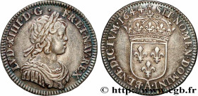 LOUIS XIV "THE SUN KING"
Type : Douzième d'écu à la mèche courte 
Date : 1644 
Mint name / Town : Paris, Monnaie de Matignon 
Quantity minted : 119420...