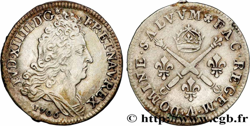 LOUIS XIV "THE SUN KING"
Type : Dix sols aux insignes 
Date : 1706 
Mint name / ...