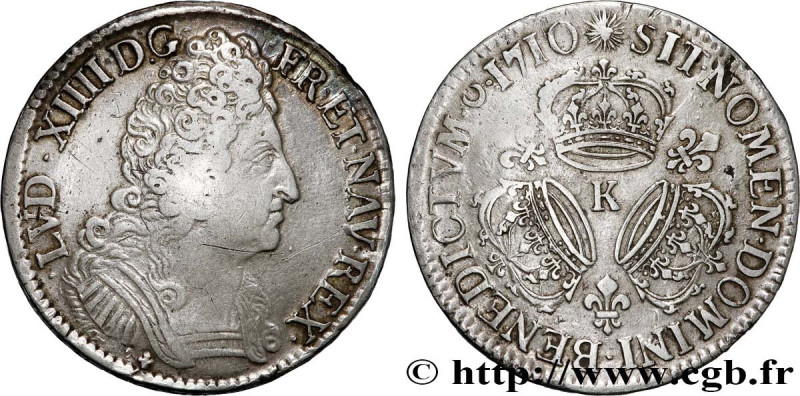 LOUIS XIV "THE SUN KING"
Type : Écu aux trois couronnes 
Date : 1710 
Mint name ...