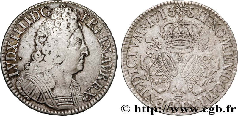 LOUIS XIV "THE SUN KING"
Type : Écu aux trois couronnes 
Date : 1713 
Mint name ...