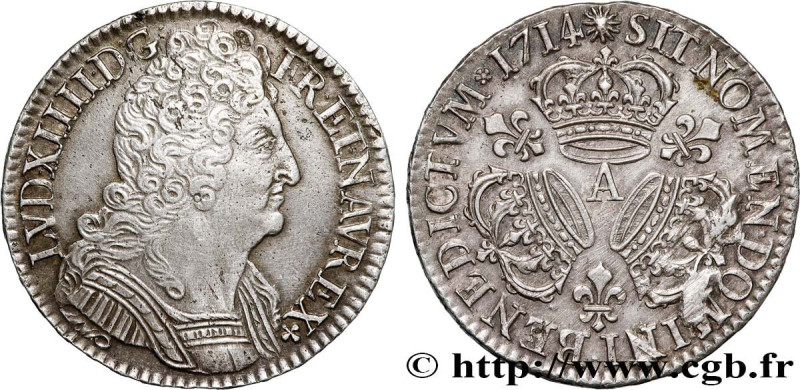 LOUIS XIV "THE SUN KING"
Type : Demi-écu aux trois couronnes 
Date : 1714 
Mint ...