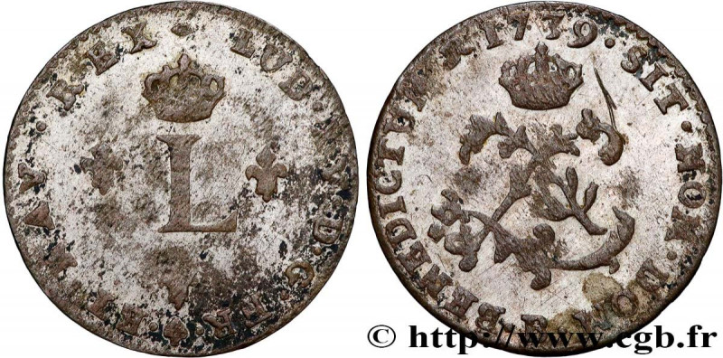 LOUIS XV THE BELOVED
Type : Double sol de billon 
Date : 1739 
Mint name / Town ...