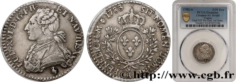 LOUIS XVI
Type : Dixième d'écu dit "aux branches d'olivier" 
Date : 1783 
Mint n...