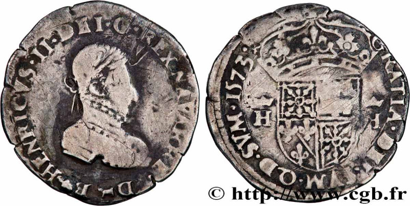 NAVARRE-BEARN - HENRY III
Type : Demi-teston 
Date : 1573 
Mint name / Town : Mo...