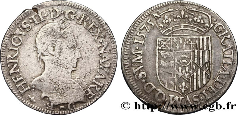 NAVARRE-BEARN - HENRY III
Type : Teston 
Date : 1575 
Mint name / Town : Pau 
Me...