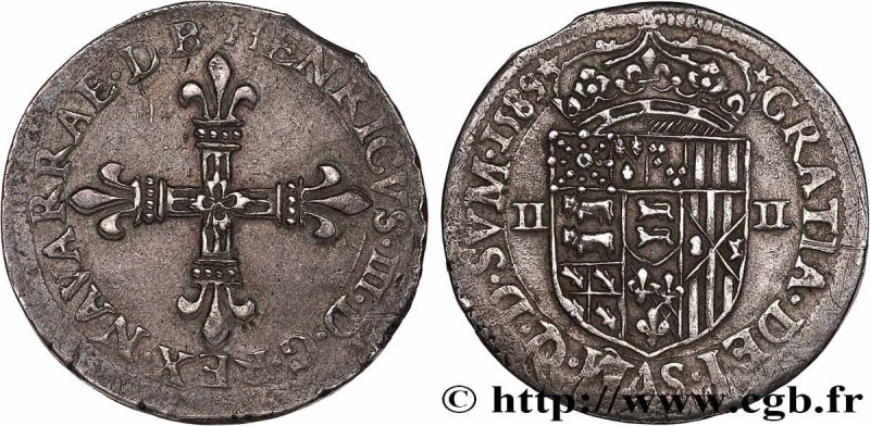 NAVARRE-BEARN - HENRY III
Type : Quart d'écu 
Date : 1589 
Mint name / Town : Pa...