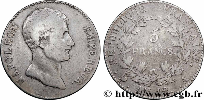 PREMIER EMPIRE / FIRST FRENCH EMPIRE
Type : 5 francs Napoléon Empereur, type int...