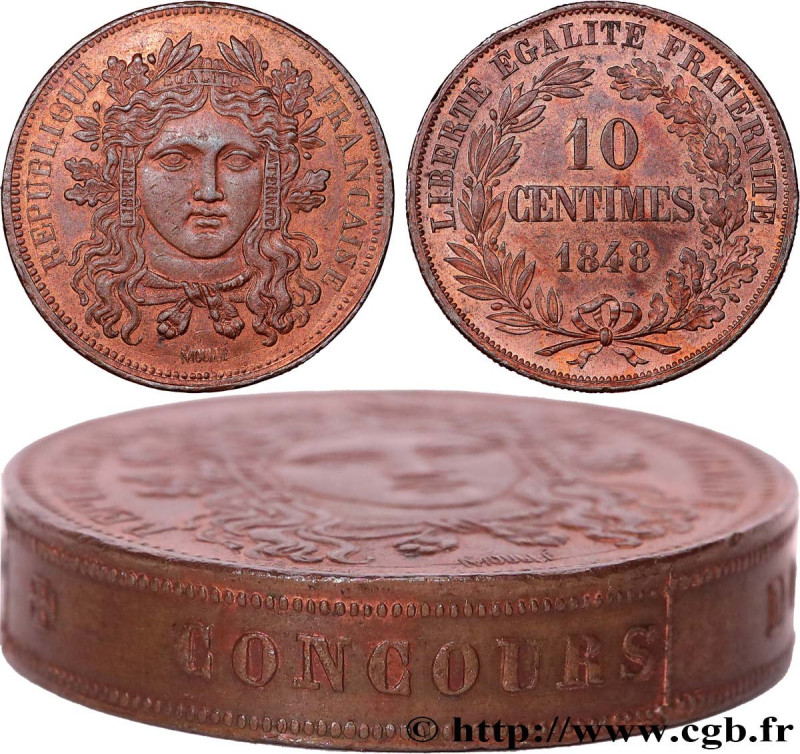 II REPUBLIC
Type : Concours de 10 centimes, piéfort au quadruple de Moullé, prem...