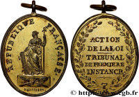LAW AND LEGAL
Type : Médaille, Tribunal de première instance, Action de la loi 
Date : n.d. 
Metal : gilt copper 
Diameter : 46,5  mm
Engraver : MAURI...