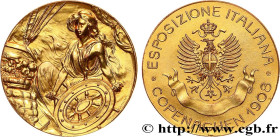 DENMARK - KINGDOM OF DENMARK - FREDERICK VIII
Type : Médaille, Exposition italienne de Copenhague 
Date : 1908 
Metal : gilt bronze 
Diameter : 60  mm...