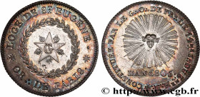 FREEMASONRY
Type : LOGE DE SAINT EUGÈNE 
Date : 1805 
Metal : silver 
Diameter : 27  mm
Orientation dies : 6  h.
Weight : 8,28  g.
Edge : cannelée 
Ra...