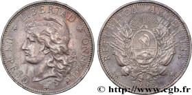 ARGENTINA
Type : 1 Peso  
Date : 1882 
Quantity minted : 98000 
Metal : silver 
Millesimal fineness : 900  ‰
Diameter : 37  mm
Orientation dies : 6  h...