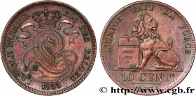 BELGIUM - KINGDOM OF BELGIUM - LEOPOLD I
Type : 10 centimes 
Date : 1855 
Quantity minted : 191000 
Metal : copper 
Diameter : 32,68  mm
Orientation d...