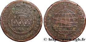 BRAZIL - PRINCE JOHN REGENT
Type : 80 Réis  
Date : 1812 
Mint name / Town : Rio de Janeiro 
Quantity minted : 12500 
Metal : copper 
Diameter : 41  m...