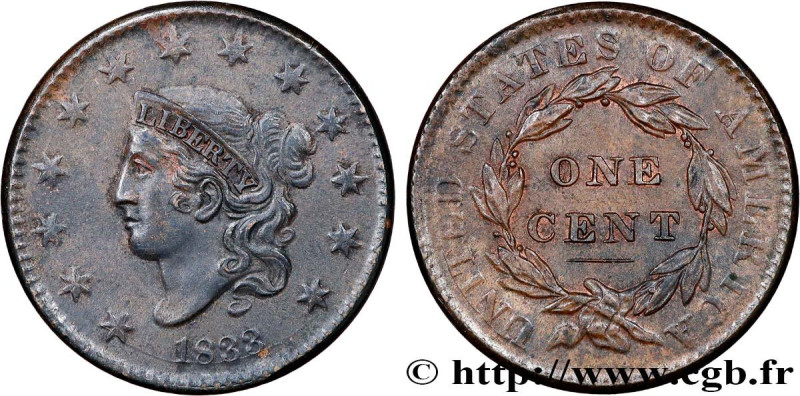 UNITED STATES OF AMERICA
Type : 1 Cent “Matron head” 
Date : 1833 
Quantity mint...