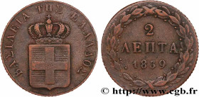 GREECE - KINGDOM OF GREECE – OTTO
Type : 2 Lepta, 1er type 
Date : 1839 
Quantity minted : 661000 
Metal : copper 
Diameter : 18,59  mm
Orientation di...