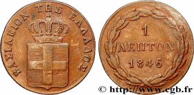 GREECE - KINGDOM OF GREECE – OTTO
Type : 1 Lepton Blason grand module 
Date : 1846 
Quantity minted : 141000 
Metal : copper 
Diameter : 16,5  mm
Orie...