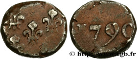 FRENCH INDIA
Type : Biche de Mahé 
Date : 1790 
Mint name / Town : Pondichéry 
Quantity minted : - 
Metal : copper 
Diameter : 20  mm
Orientation dies...
