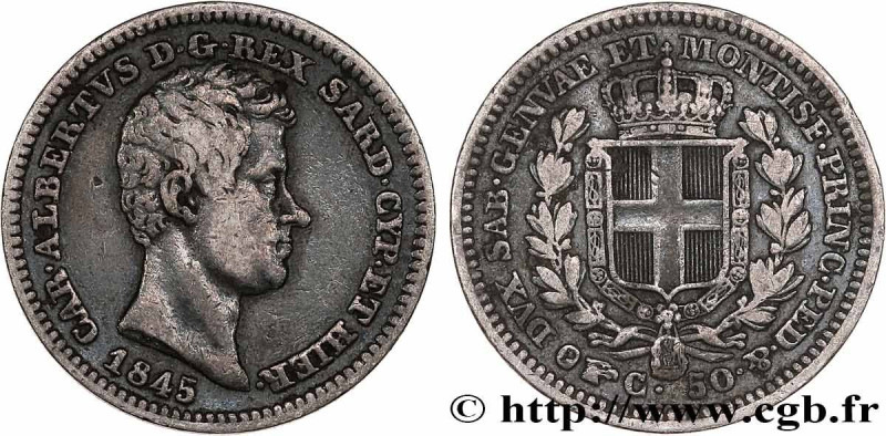 ITALY - KINGDOM OF SARDINIA - CHARLES-ALBERT
Type : 50 Centesimi  
Date : 1845 
...