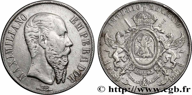 MEXICO - MAXIMILIAN I
Type : 1 Peso 
Date : 1867 
Mint name / Town : Mexico 
Qua...