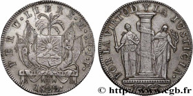 PERU
Type : 8 Reales monnayage provisoire 
Date : 1822 
Mint name / Town : Lima 
Quantity minted : - 
Metal : silver 
Millesimal fineness : 903  ‰
Dia...