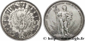 SWITZERLAND
Type : 5 Francs, monnaie de Tir, Bâle 
Date : 1879 
Quantity minted : 30000 
Metal : silver 
Millesimal fineness : 900  ‰
Diameter : 37  m...
