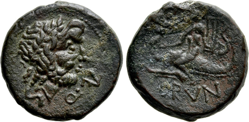 CALABRIA. Brundisium. Ae Semis (Circa 2nd century BC).

Obv: Laureate head of ...