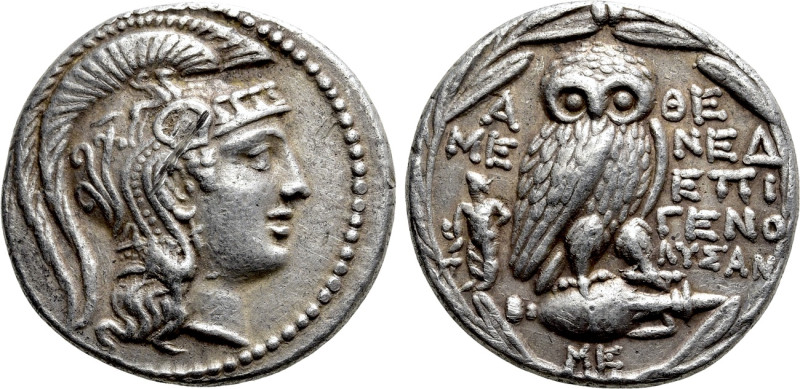 ATTICA. Athens. Tetradrachm (135/4 BC). New Style Coinage. Mened–, Epigen–, and ...