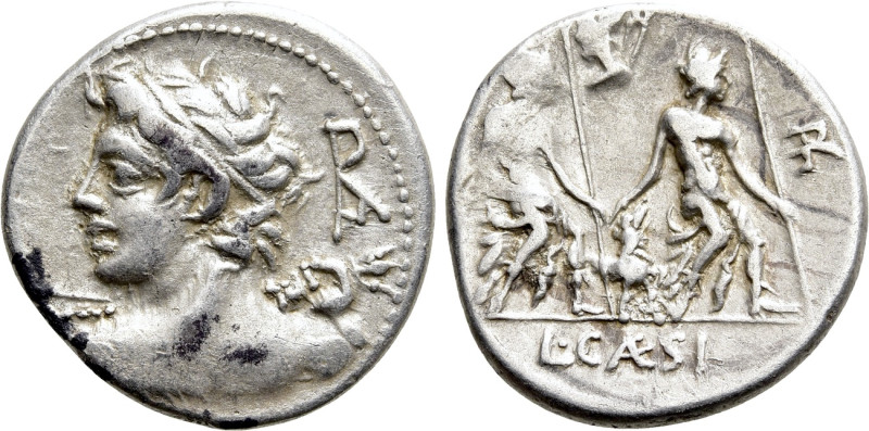 LUCIUS CAESIUS. Denarius (112-111 BC). Rome. 

Obv: Bust of Apollo-Vejovis lef...