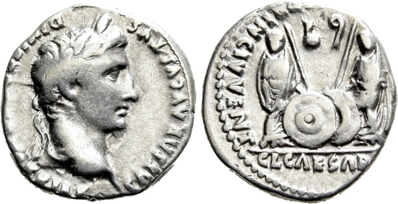 AUGUSTUS (27 BC-14 AD). Denarius. Lugdunum. 

Obv: CAESAR AVGVSTVS DIVI F PATE...