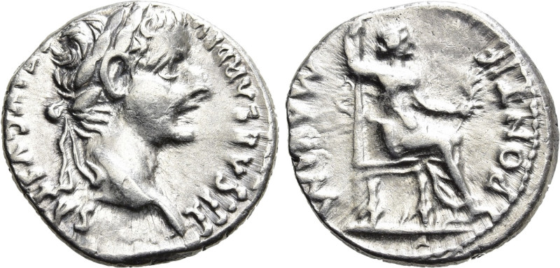 TIBERIUS (14-37). Denarius. "Tribute Penny" type. Lugdunum. 

Obv: TI CAESAR D...