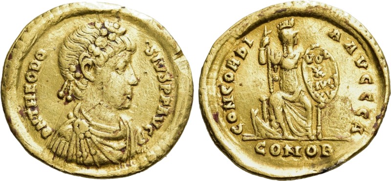 THEODOSIUS I (379-395). GOLD Solidus. Constantinople.

Obv: D N THEODOSIVS P F...