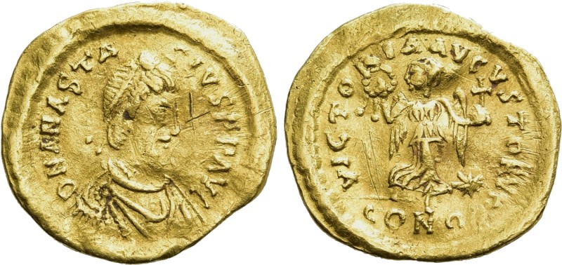 ANASTASIUS I (491-518). GOLD Tremissis. Constantinople.

Obv: D N ANASTASIVS P...