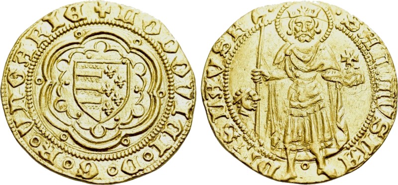 HUNGARY. Ludwig I (1342-1382). GOLD Goldgulden. Buda or Pecs.

Obv: + LODOVICI...