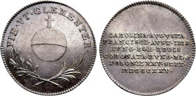 AUSTRIAN EMPIRE. Franz I (1804-1835). Silver pattern strike from the dies of 3/4 Ducat (1825). Coronation of Carolina Augusta in Pressburg, as Queen o...
