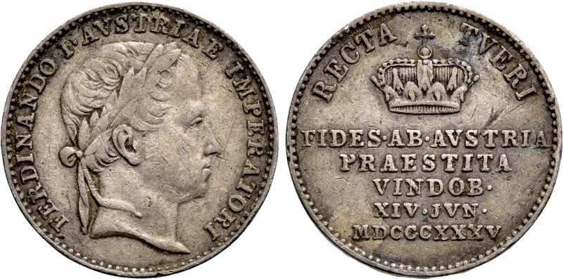 AUSTRIAN EMPIRE. Ferdinand I (1835-1848). Silver pattern strike from the dies of...