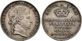 AUSTRIAN EMPIRE. Ferdinand I (1835-1848). Silver pattern strike from the dies of Ducat (1835). Homage in Vienna