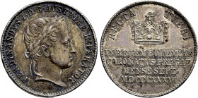 AUSTRIAN EMPIRE. Ferdinand I (1835-1848). Silver pattern strike from the dies of 1 1/2 Ducat (1836)