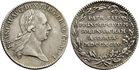 AUSTRIAN NETHERLANDS. Brabant. Franz II (1792-1806). Silver pattern strike from the dies of Ducat (1794). Coronation in Brabant