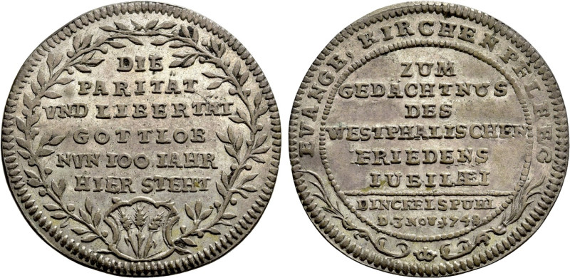 GERMANY. Dinkelsbühl. Silver pattern strike from the dies of Ducat (1748). Peace...