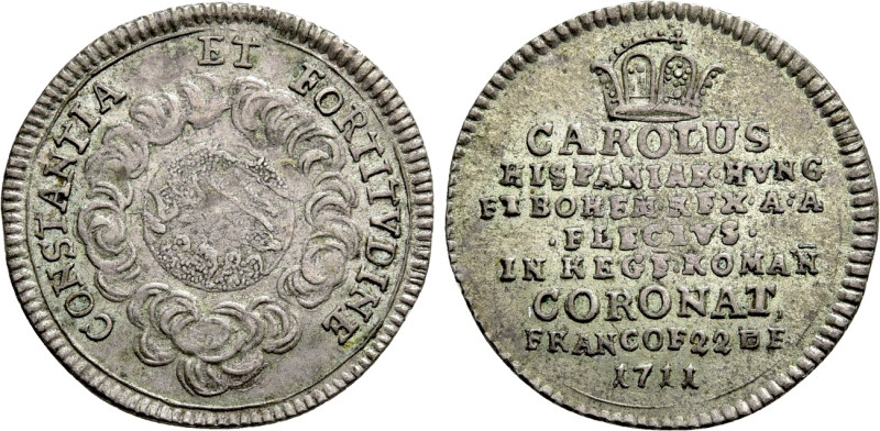 GERMANY. Frankfurt. Silver pattern strike from the dies of 3/4 Ducat (1711). Cor...