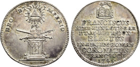 GERMANY. Frankfurt. Silver pattern strike from the dies of 3/4 Ducat (1745). Coronation of emperor Franz I